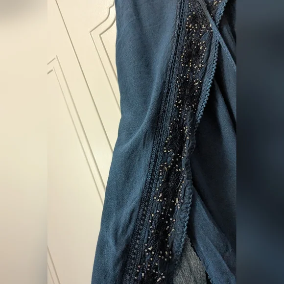 Magic Black Wide Leg Pants with Elegant Flow Beaded 100% Rayon One Size - Picture 5 of 14